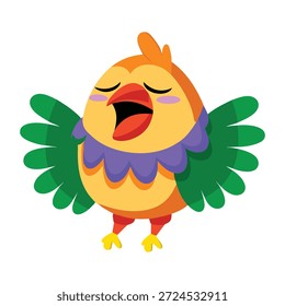 Um ícone de estilo plano representando um pássaro rindo  
