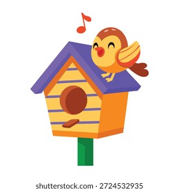 Um ícone de estilo plano representando um pássaro rindo  
