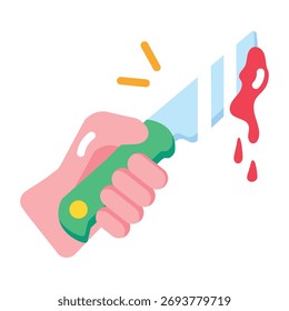 Flaches Symbol, das ein blutiges Messer darstellt