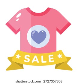 Un icono de estilo plano que representa la venta de ropa