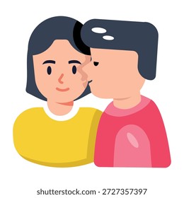 Un icono de estilo plano que representa a una pareja de abrazos 