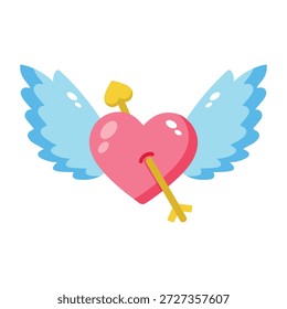 Un icono de estilo plano que representa el corazón de cupido