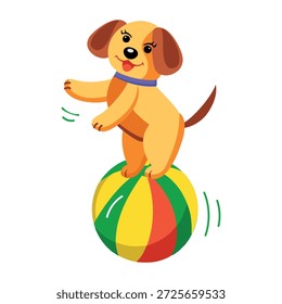 Um ícone de estilo plano que representa o balanceamento de cachorro  
