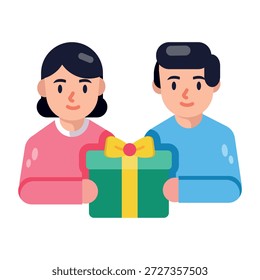 Un icono de estilo plano que representa dar regalo