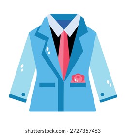 Un icono de estilo plano que representa un traje de novio