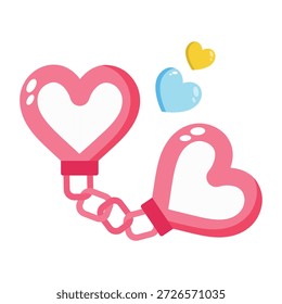 Un icono de estilo plano que representa esposas de corazón 