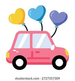 Un icono de estilo plano que representa globos de corazón