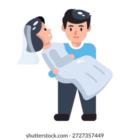 Un icono de estilo plano que representa las nuevas bodas