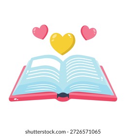 A flat style icon representing romance novel