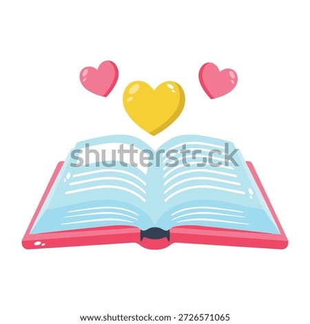 A flat style icon representing romance novel