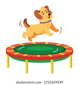 Un icono de estilo plano que representa el perro saltador del trampolín  
