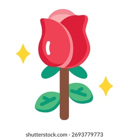 Ícone de estilo plano representando uma rosa dos namorados