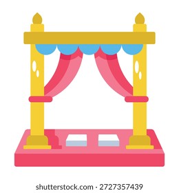 Un icono de estilo plano que representa la decoración de la boda