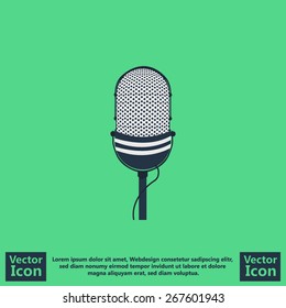 Flat style icon with retro microphone symbol