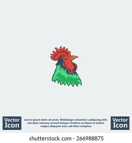 Flat style icon with  rooster head symbol
