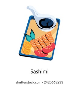 A flat style icon of sashimi
