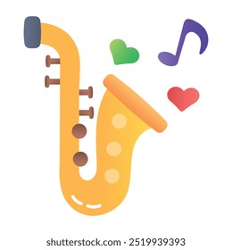 Um ícone de estilo plano de saxofone 