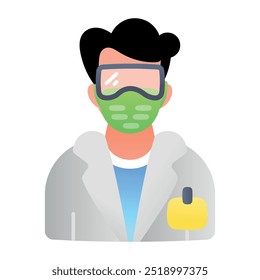 A flat style icon of scientist character 