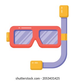 Flat style icon of scuba mask, editable vector 
