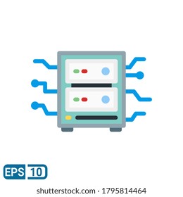 icono de estilo plano del servidor aislado en fondo blanco. EPS 10