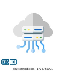 flat style icon of server. vector illustration for graphic design, website, UI isolated on white background. Editable color. EPS 10