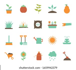 flat style icon set design, Gardening garden planting nature ecology outdoors and botany theme Vector illustration