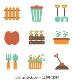 flat style icon set design, Gardening garden planting nature ecology outdoors and botany theme Vector illustration