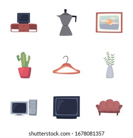 flat style icon set design, Home room decoration interior living building apartment and residential theme Vector illustration