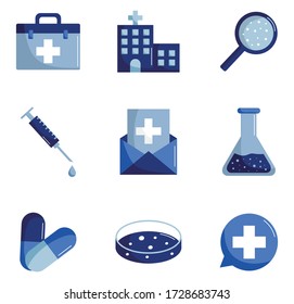 flat style icon set design of Medical science health and emergency theme Vector illustration
