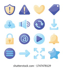 Flat style icon set design, Social media web multimedia and communication theme Vector illustration