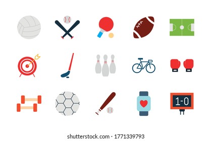 flat style icon set design, Sport hobby competition and game theme Vector illustration