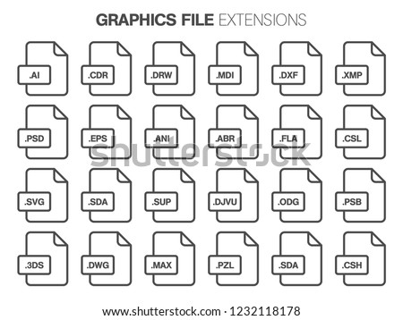 Flat style icon set. Graphic design, vector file type, extencion.