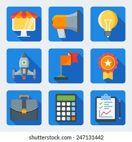 Flat style icon set for web and mobile application. Marketing and finance