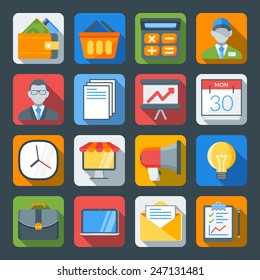 Flat style icon set for web and mobile application. Money and commerce