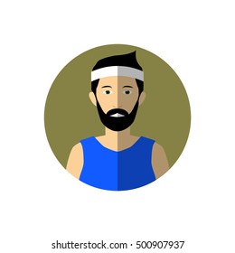 Flat style icon with shadow male character in sport wear 