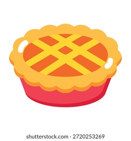 Icono de estilo plano que muestra el pastel de manzana