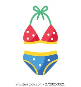 Ein flaches Symbol mit einem Bikini