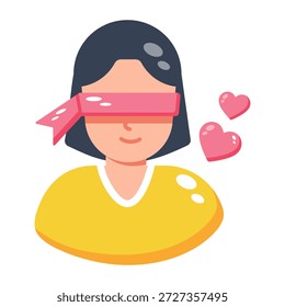 Um ícone de estilo plano mostrando o amor cego