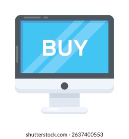 A flat style icon showing buy online screen