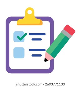 Un icono de estilo plano que muestra una lista de comprobación