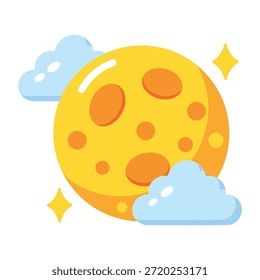 A flat style icon showing a cloudy night