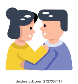 Um ícone de estilo plano mostrando um casal