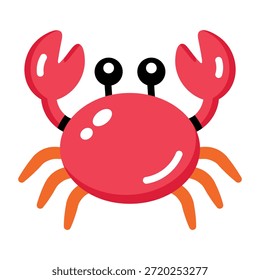Un icono de estilo plano que muestra un cangrejo