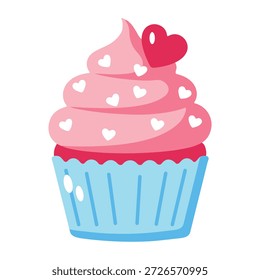 Um ícone de estilo plano mostrando um cupcake