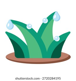 Un icono de estilo plano que muestra gotas de rocío
