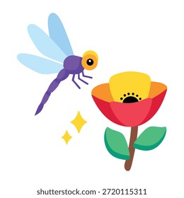 Ein flaches Symbol mit einer Libelle