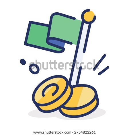 A flat style icon showing financial success