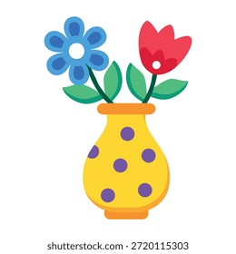 Un icono de estilo plano que muestra un florero