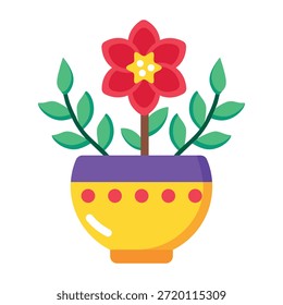 Icono de estilo plano que muestra una maceta