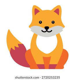Ein flaches Symbol, das einen Fuchs anstarrt